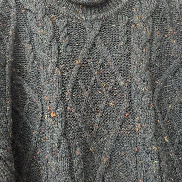 VTG West Highland Woollens Scotland Speckled Green Chunky Knit Wool Sweater M/L - Picture 2 of 6